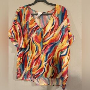 NWOT Woman’s BiBi colorful shirt XL